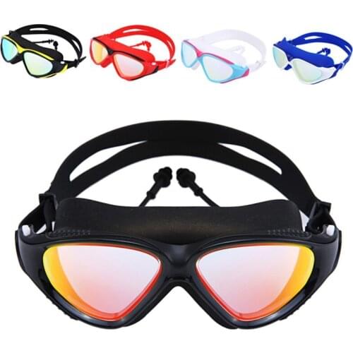 Men Women Swimming Goggles High Definition Waterproof Anti-fog Flat Mirror Glasses Big Frame Diving Glasses Mask Eyewear