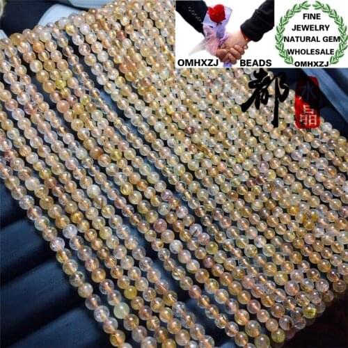 OMHXZJ Wholesale ZB315 4 4.5 4.8mm DIY Bracelet Necklace Jewelry Accessories Natural Stone Fine Copper Rutilated Quartz Beads