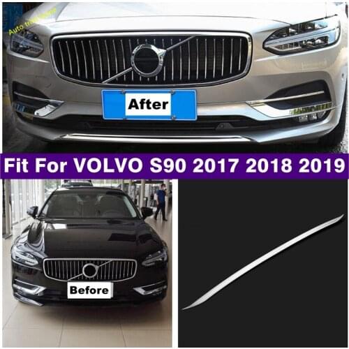 Car Front Bottom Bumpers Molding Racing Grill Trim Cover Garnish Styling Strips Accessories Panel Fit For VOLVO S90 2017 - 2019