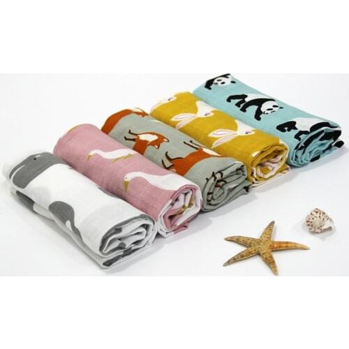 2 Pcs Baby Towel 58x58cm 2 Layers Organic Cotton gauze Material Children Towels Soft Cartoon Towel Baby Bath Towel For Newborns