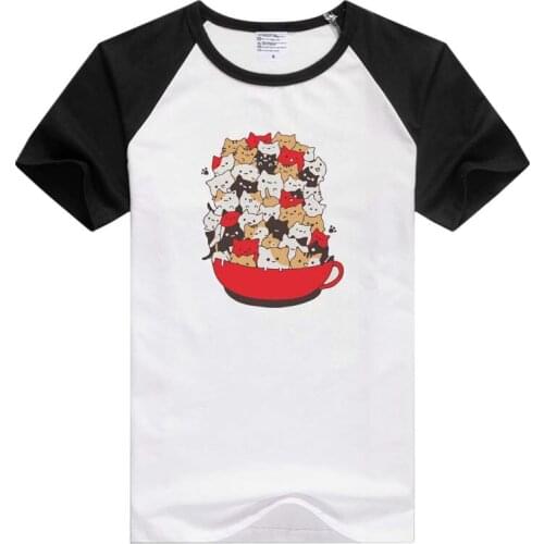 A CUP OF CATS short sleeve casual Men Women T-shirt Comfortable Tshirt Cool Print Tops Fashion GA951