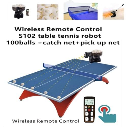 SUZ Table Tennis Robot Gift for child Entertainment Fitness S102 Table Tennis Trainer with net pingpong picker Accessories balls