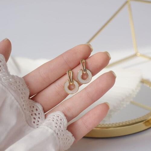 Korea Design Fashion Jewelry Small Lock Style Cute Stud Earrings for Woman Party Daily Simple Round Exquisite Earring
