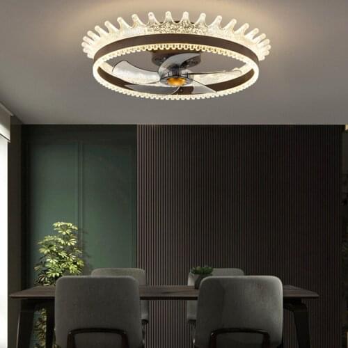 Modern Led Lamp with Ceiling Fan Smart Without Blades Bedroom with Remote Control Dining Room Ceiling Fans with Light 220v 110v