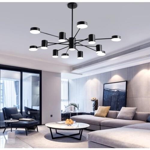 Modern black LED chandelier living room room kitchen dining room fixed installation decorative lights indoor lighting fixtures