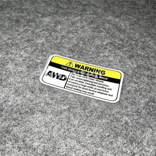 Car Styling Vinyl Stickers for Warning AWD Turbo Vehicle 4X4 4 Wheels Motor Bikes Electirc Computer Case Decal
