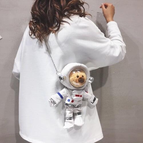 New Kawaii Bear Space Plush Doll Shoulder Bag Girl Birthday Gifts Cartoon Astronaut Bear Bag