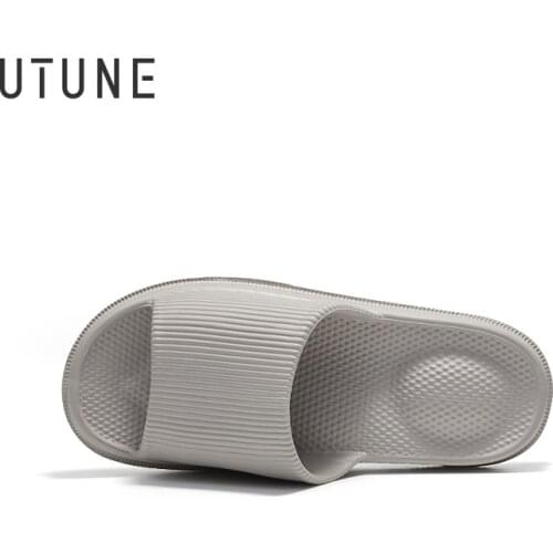UTUNE 48-49 Men Massage Slippers Non-slip Big Size EVA Indoor Slides Bathroom Light Women Home Shoes Men Waterproof Sandals Gray