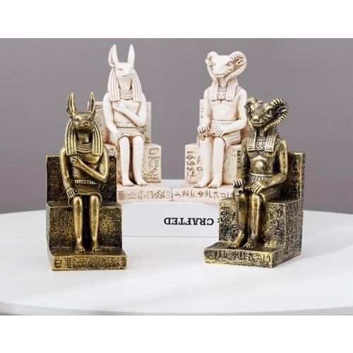 Egyptian sheep god dog god vintage decorative statue， European artwork ，Home Living Room Bedroom Hotel Feng Shui Statue