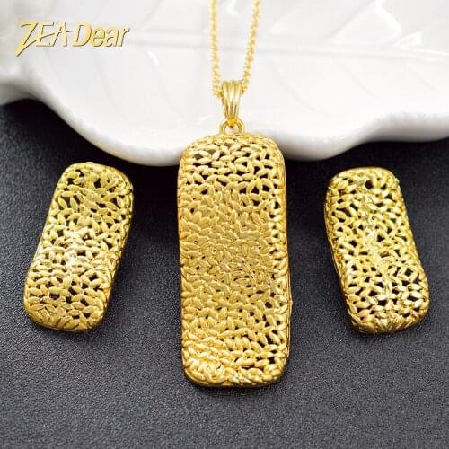 ZEA Dear Jewelry Bomehia Big Jewelry Set For Women Earrings Pendant Necklace Square Fashion Jewelry Findings For Wedding Jewelry