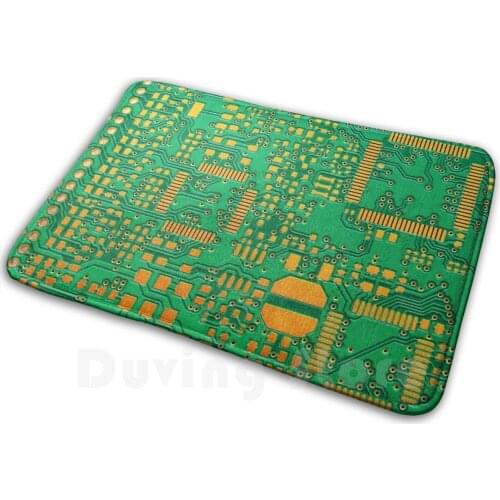 Green Electronic Circuit Board Mat Rug Carpet Anti-Slip Floor Mats Bedroom Green Board Chip Circuit Closeup Component Computer
