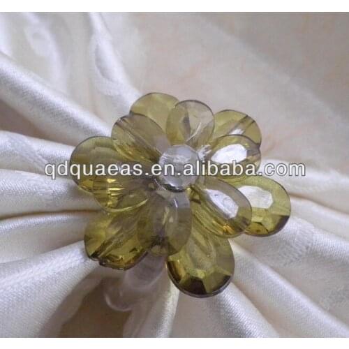 Green crystal napkin ring,beaded wedding napkin holder