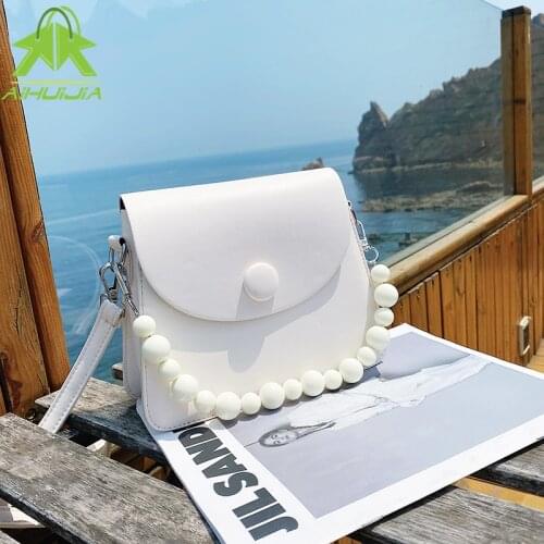 Fashion Beading Solid Color Crossbody Bags for Women 2021 Casual Designer Handbags Buckle Trend PU Leather Ladies Shoulder Bags