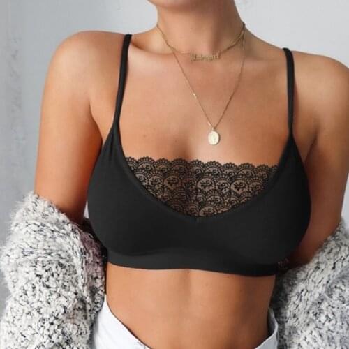 New Fashion Women Lace Bras Elastic Sling Tank Tops Ladies Casual Vest Solid Color Sport Underwear Bras Camiseta Interior Mujer