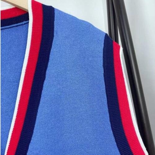 Maisie Women Sweater Cardigan Summer Spring Autumn V-Neck Sleeveless Striped Chic Elegant High Street Stunning Fashiong M