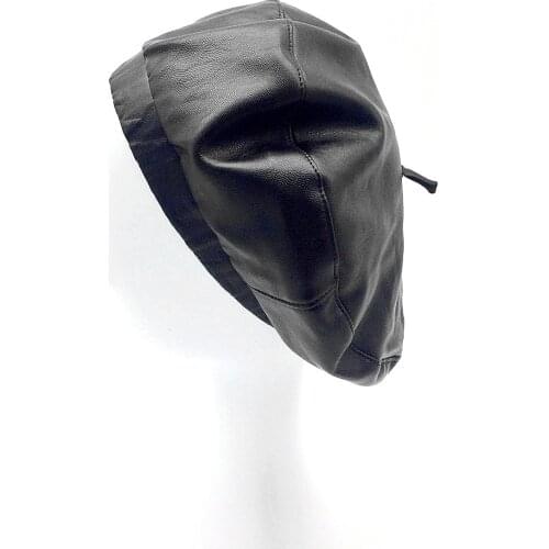 Women Matte PU Beret Lady Girls Black Faux Leather Winter Hat Female Soft Painter Style Newsboy Hats Black Hat