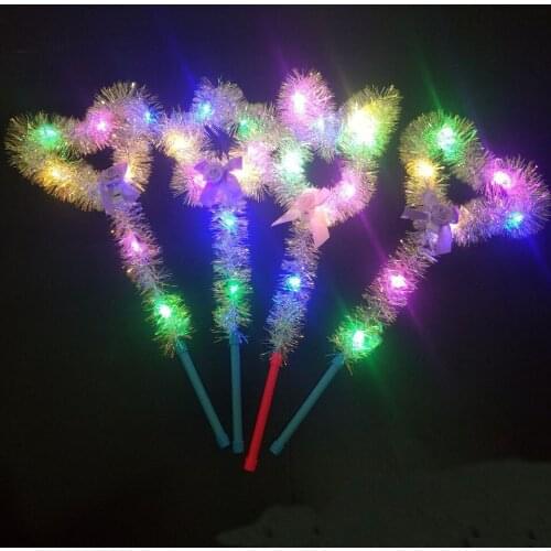 Cute Star LED Flashing Stick Girl Glowing Light Up Wand Childrens Toy Gift Glow For Purim Christmas Party Concert Prop