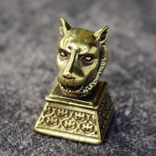 1pcs Solid Brass Keychain Charm Pendant Stamps High Quality Chinese Zodiac Signs Leather Craft DIY Decoration Keyring Animals