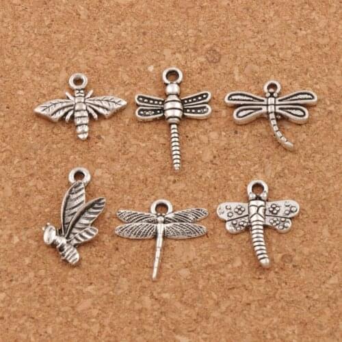 180pcs mix Bee Dragonfly insect Charm Beads Antique Silver Pendant LM39 Jewelry DIY Fit Bracelets Necklaces