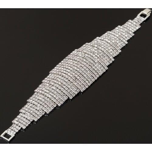 2020 Luxury Crystal Rhinestone Elastic Bracelet & Bangle Women Wedding Bridal Jewelry Bracelets Female