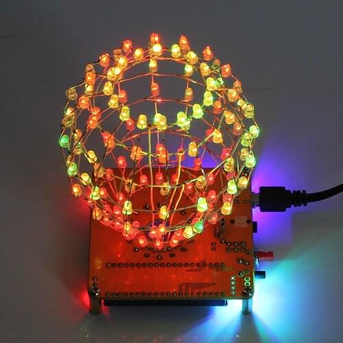 3mm RGB LED Cubic Ball DIY Kit Colorful LED Cubeeds Suite With Remote Control Electronic Components Welding Training Accessories