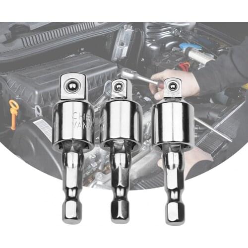 3Pcs/Set Conversion Connecting Rod Universal Rotating Mirror Polishing Hex Handle to Square Head Socket Adapter for Home