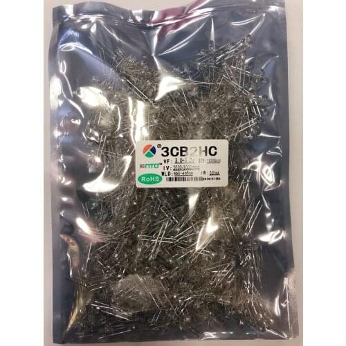 3CB2HC LED light-emitting diode 3mm borderless white hair blue super bright short foot 3mm borderless blue light highlight 3mm b