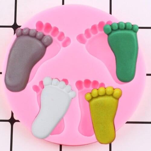 3D Baby Foot Silicone Mold Baby Birthday Cupcake Topper Fondant Cake Decorating Tools Cake Baking Candy Chocolate Gumpaste Mould