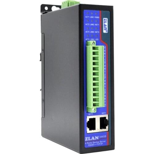 4 port Isolating RS485 to Ethernet TCPIP Converter Modbus RTU TCP Gateway DIN-rail Serial device server ZLAN5443D