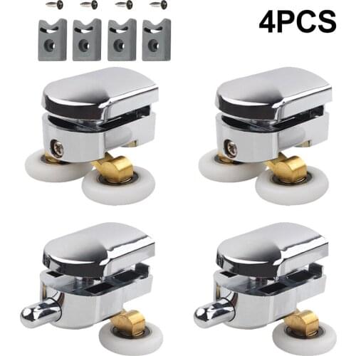 4pcs 23mm Shower Door Rollers Zinc Alloy Double-Wheel Sliding Shower Door Roller Bearing Wheel Runners Replacement