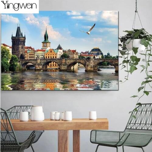 Charles Bridge Prague 5D DIY Diamond Painting Needlework Full Diamond Art Embroidery Sale Landscape Home Decoration Hobby Gift
