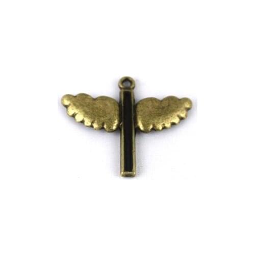 FREE SHIPPING 300pcs Antiqued Bronze Cross Wing Charm A8725B
