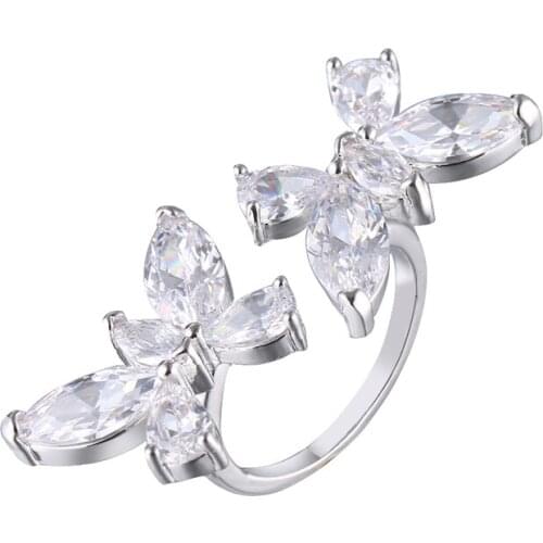 Bettyue Elegant White Gold Butterflies Design Charming Ring For Women&Girls Adjustable Jewelry Fashion Party Ingenious Ornament