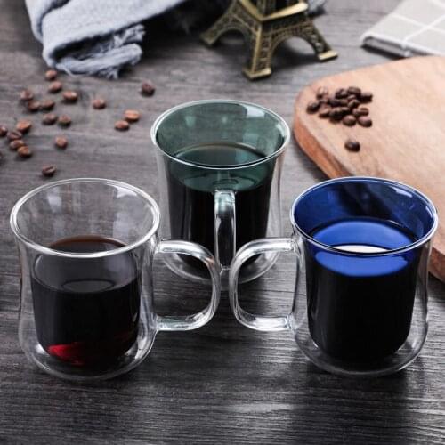 Double insulation high borosilicate glass coffee cup tea cup milk cup cold drink juice cup Drinkware Milk Mugs