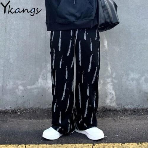 Joggers Women Korean Graffiti Streetwear Vintage Baggy Pants High Waist Harajuku Aesthetic Wide Trousers Gothic Straight Pants