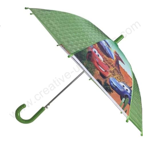 Ex-factory auto open environment protection anti-thunder fiberglass white safe runner children umbrella kid cartoon parasol