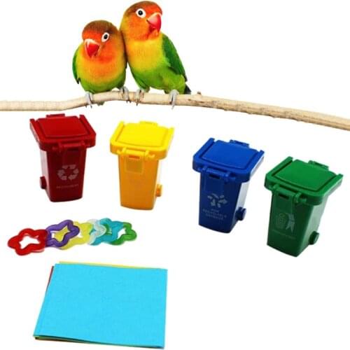Interactive Parrot Training Color Sorting Bin Puzzle Toys Bird Educational Teaching Tool Box Cage Chew Bite Toys for Lovebirds