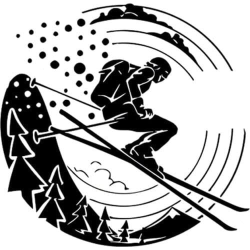 14.3CM*13.9CM Interesting Extreme Ski Sport Decoration Silhouette Black/Silver Vinyl Car Sticker S9-1126