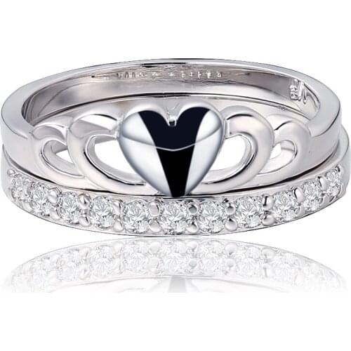 Kfvanfi gold color silver color zircon crown ring wedding bamds brass material jewelry ring set for women bagues pour femme