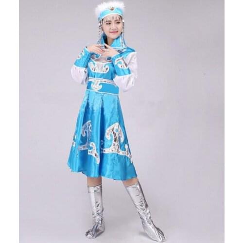 Chinese folk dance clothes Mongolian gowns dress Women stage dance