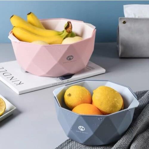 Storage Basket Sink Drain Basket Kitchen Vegetable Washing Rice Fruit Bowl Nordic INS Fruit Plate Vergiet Double-layer Plastic