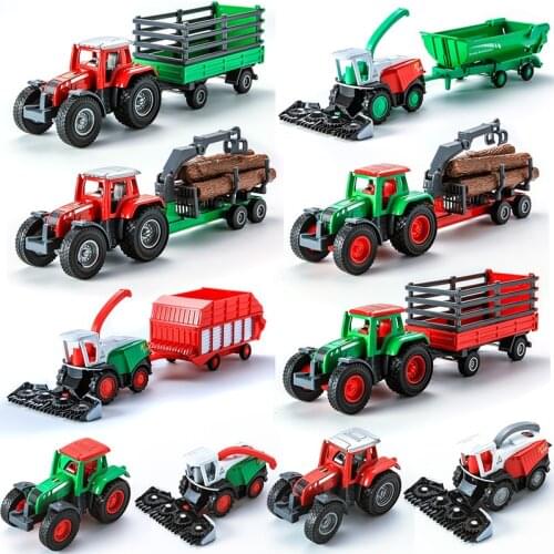 Simulation Tractor Harvester Logging Transport Vehicle Animal Transport Vehicle Crop Alloy Model Toy