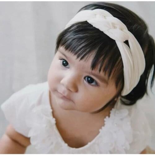 New Baby Girls Cross Knot Nylon Headband Child Kids Soft Solid Color Wide Hairband Infant Headwear Accessories Photo Props