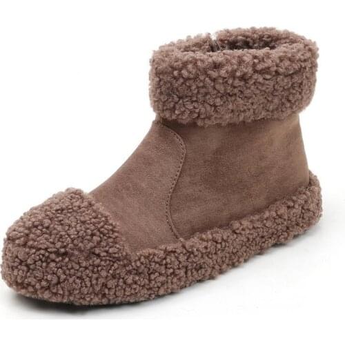 2020 Autumn and winter new products womens shoes boots lamb fur lapel fur shoes Martin short boots thick-soled snow cotton boot