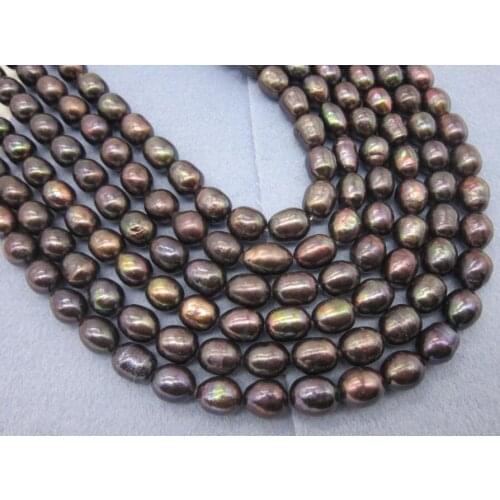 100" 10X11 MM AAA Black brown PEARL NECKLACE YELLOW CLASP
