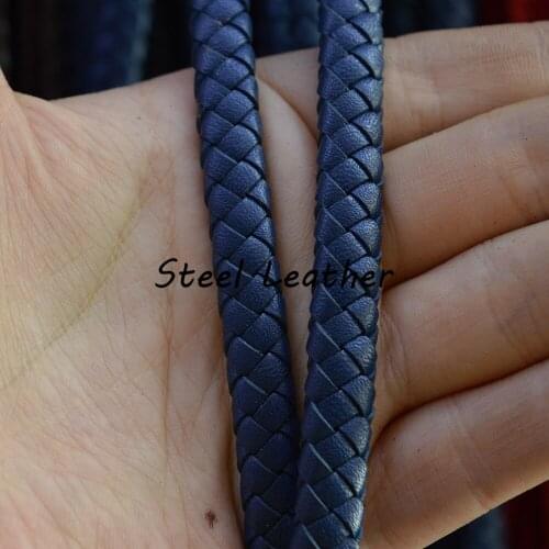 5m/lot Approx 8*4mm blue Genuine Leather Cord Flat Braided Cord for Men Bracelet DIY Jewelry Making Accessories Wholesale Cords