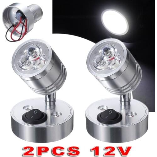 Mayitr 2pcs Portable 12V 6000K LED Spot Reading Light Multi-functional Wall Lamp Spotlight For Home Wardrobe Car Bus Boat