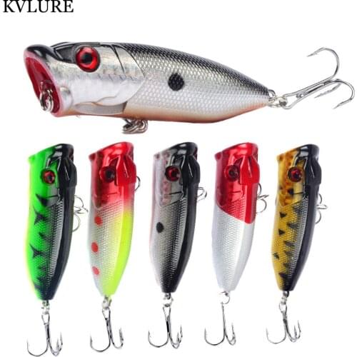 1pcs Fishing Lures Topwater Popper Bait 6.5cm 12g Hard Bait Artificial Wobblers Plastic Fishing Tackle with 6# Hooks