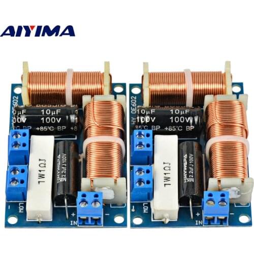 AIYIMA 2Pcs Speaker 2 Way Audio Frequency Divider Treble Bass 2 Unit Crossover Filters 80W Bookshelf HIFI Speaker Divider