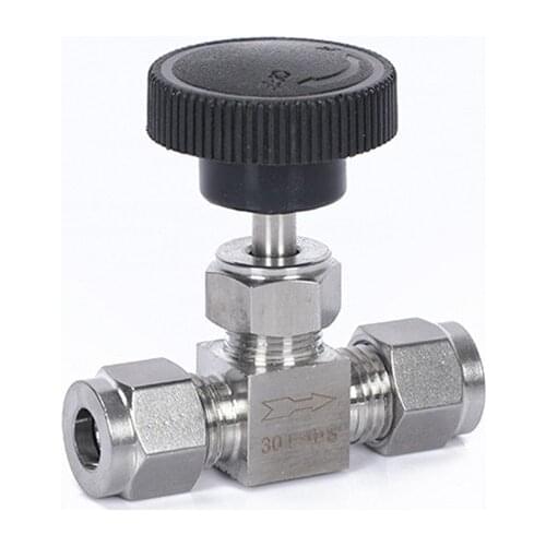 Adjustable Needle Valve O.D 3 4 6 8 10 12 Mm Tube Stainless Steel 304 High Pressure Acid Proof Straight Card Set Crane